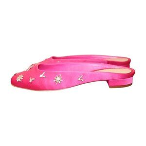 Cinq À Sept Callie Pink Satin Embellished Mule Flats, Size 39/8 New